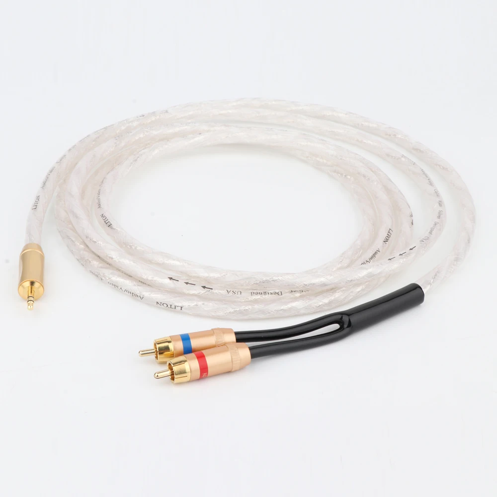 Оригинальный AudioStereo 3 5 мм до 2RCA Позолоченные Hi Fi для MP3 компакт дисков DVD ТВ PC