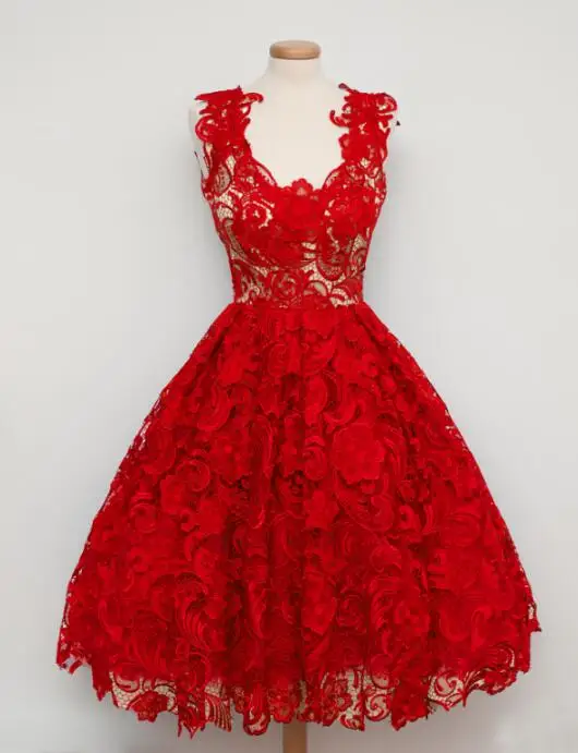 Vestido De Novia Robe de Mariage Короткие свадебные платья длиной до середины икры милые свадебные платья с поясами кружевные свадебные платья - Цвет: Красный
