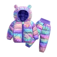 winter childrens warm suit zipper top pants pure color snow jacket for boys and girls 6 months 5 years old