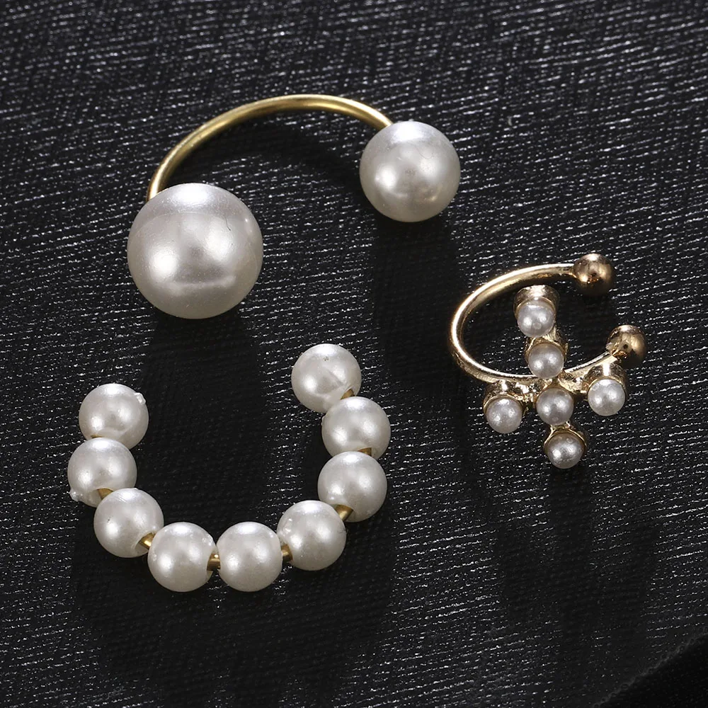

3 шт. новые модные серьги-клипсы комплект элегантные жемчужные серьги для женщин модные ювелирные изделия для женщин металлические клипсы д...