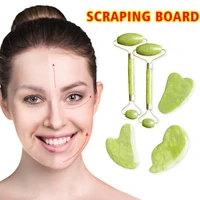 huiyun natural jade stone massager roller guasha board scraper set for face lift beauty slimming skin relaxation neck thin tools