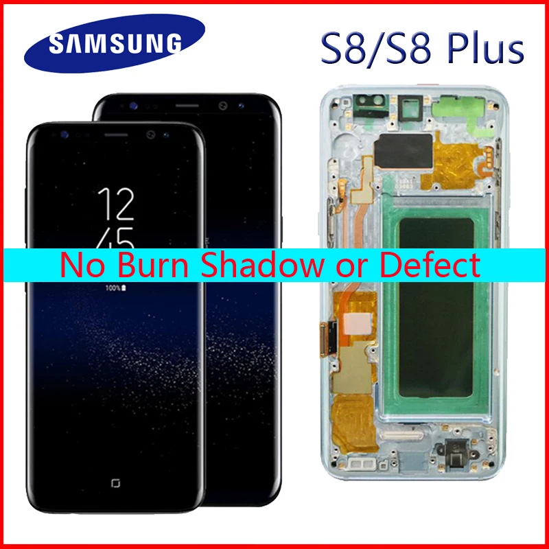 S8 S8plus экран дисплея для SAMSUNG Galaxy S8 экран Замена ЖК сенсорный дигитайзер сборка G950F G955 с рамкой