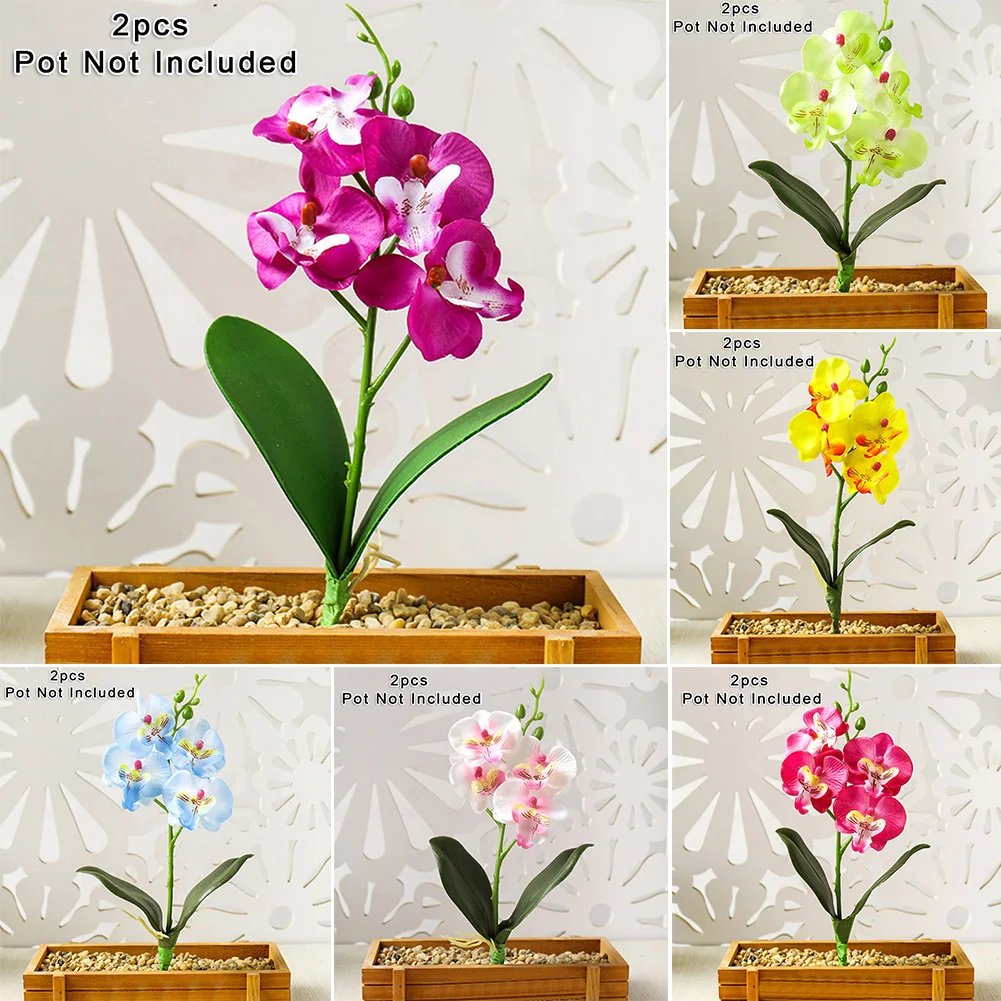 

2PCS Artificial Butterfly Orchid DIY Wedding Fake Flower Home Office Wedding Birthday Party Favors Decorations