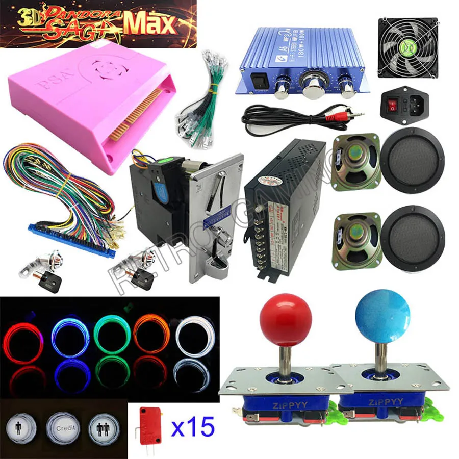 Аркада для игры Jamma DIY kit 3D Pandora Max 2255 в 1 с блоком питания светодиодный джойстик