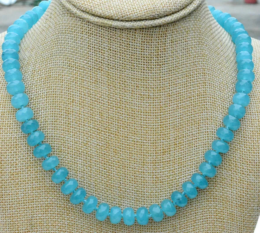 Красивое Ожерелье из бразильских аквамариновых бусин с гранеными счетами 6x10 мм 18