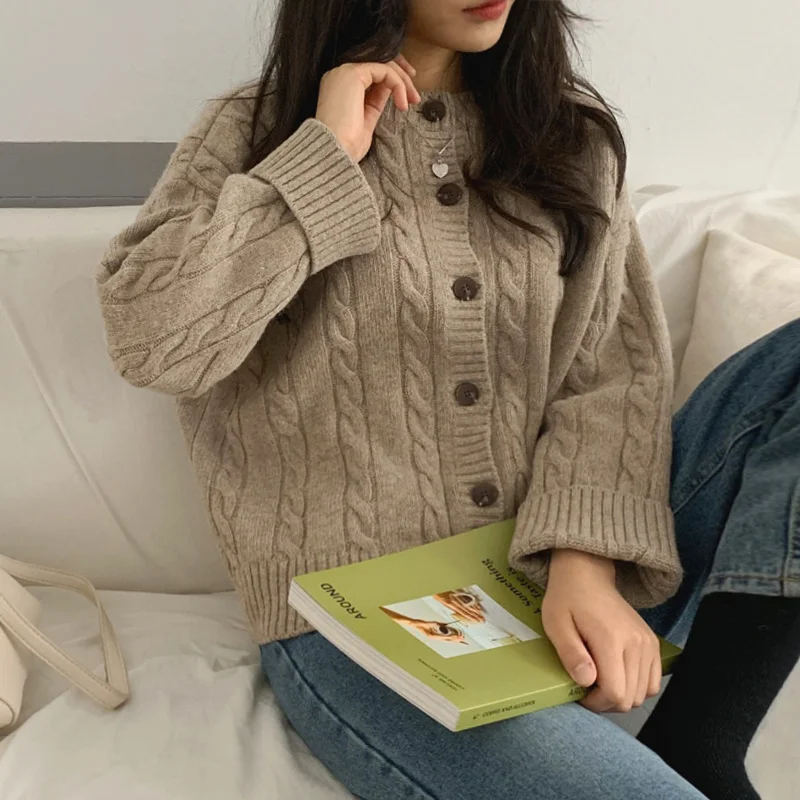 Женский вязаный свитер свободного покроя кардиган во французском стиле верхняя