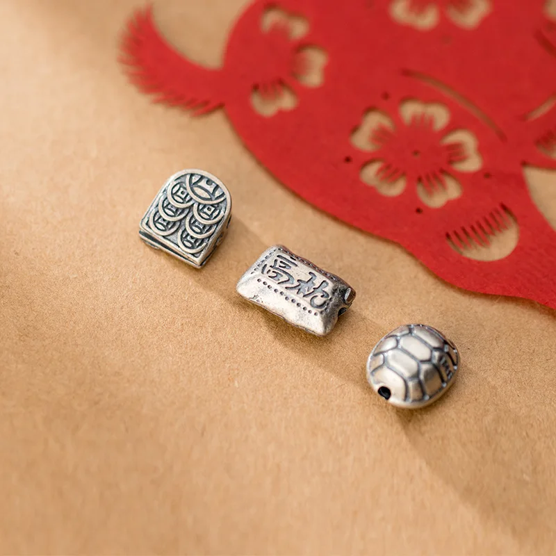 MEETSOFT традиционные китайские бусины из серебра 100% пробы с буквами фурнитура