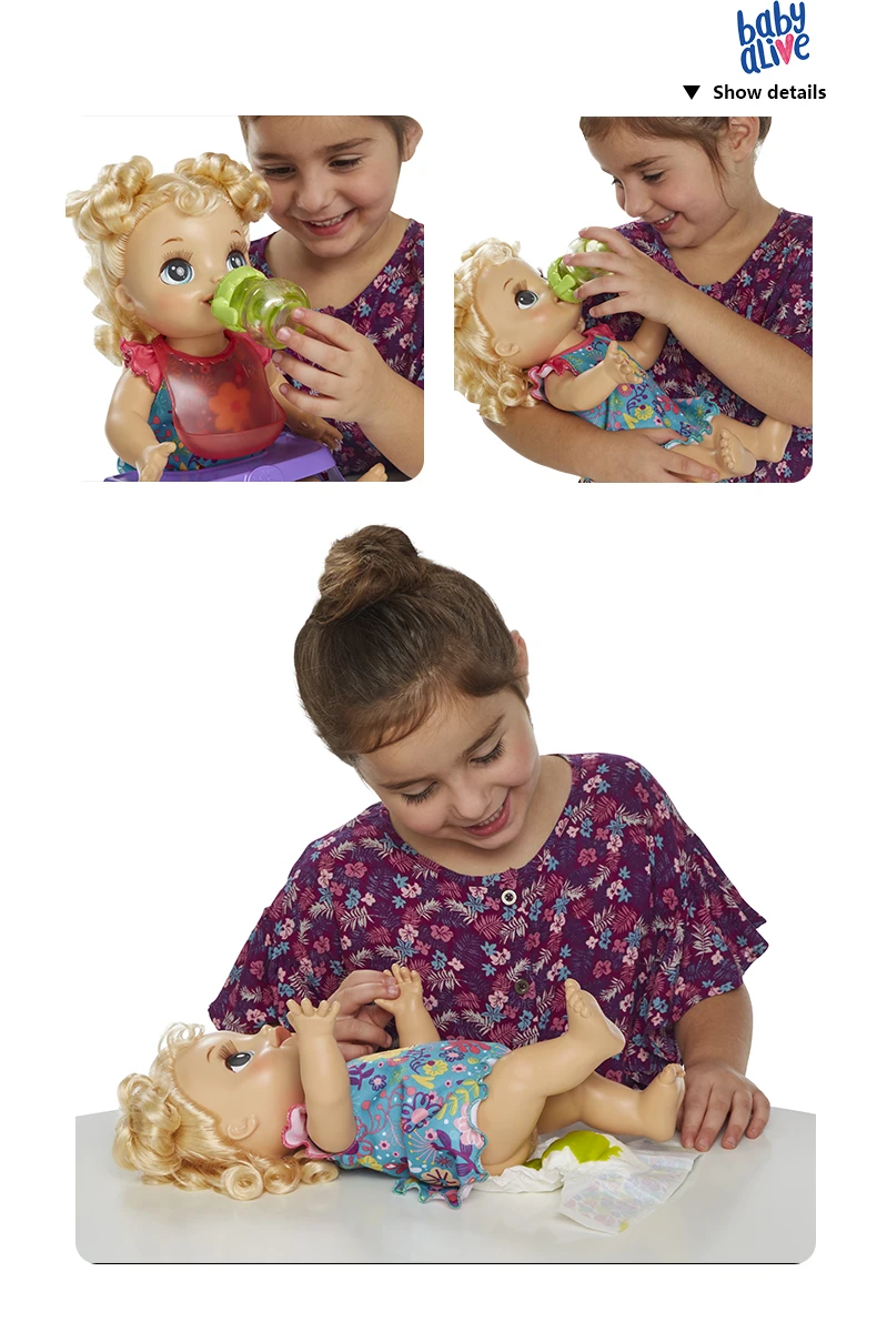 Hasbro детская живая Happy Голодные волосы цвета блонд для наращивания реалистичные Reborn Baby Doll Lovely Girl Детская обучающая раннее детская игрушка кукла