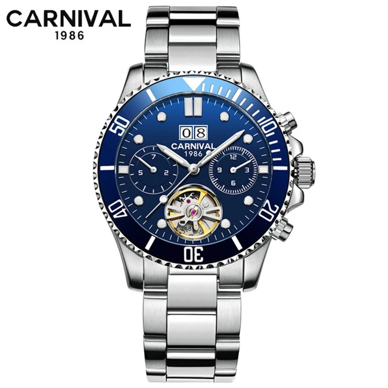 Tourbillon механические часы для мужчин Топ люксовый бренд карнавальные часы спортивные автоматические часы водонепроницаемые мужские часы Relogio светящиеся