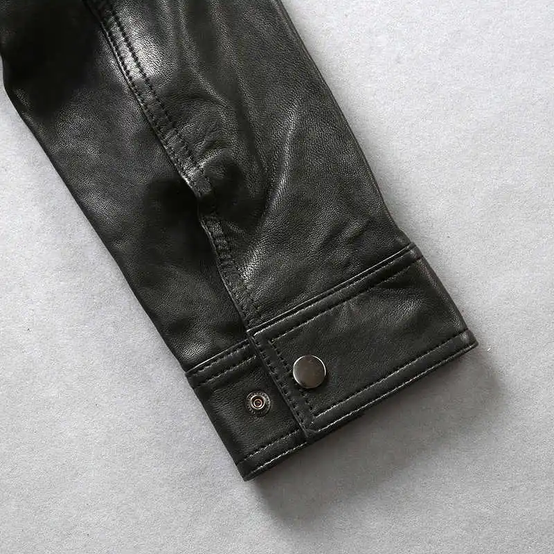Мужская мотоциклетная кожаная куртка AVIREXFLY черная flld тонкая из натуральной