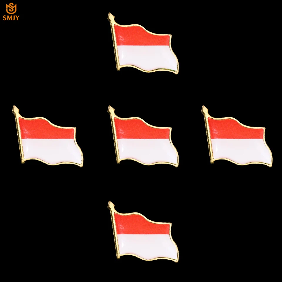 

5Pcs Euro Monaco Principality Flag Epoxy Enamel Painted Tie/ Suit Safety Buckle Wearable Pin Brooch Badges Decoration Jewelry