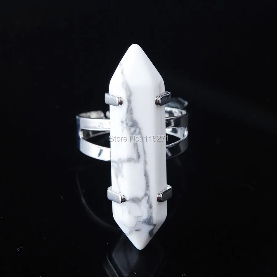 WOJIAER натуральный белый бирюзовый драгоценный камень шестигранное кольцо