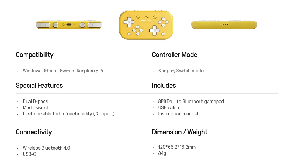 8BitDo Lite Bluetooth Gamepad for Nintendo Switch Windows
