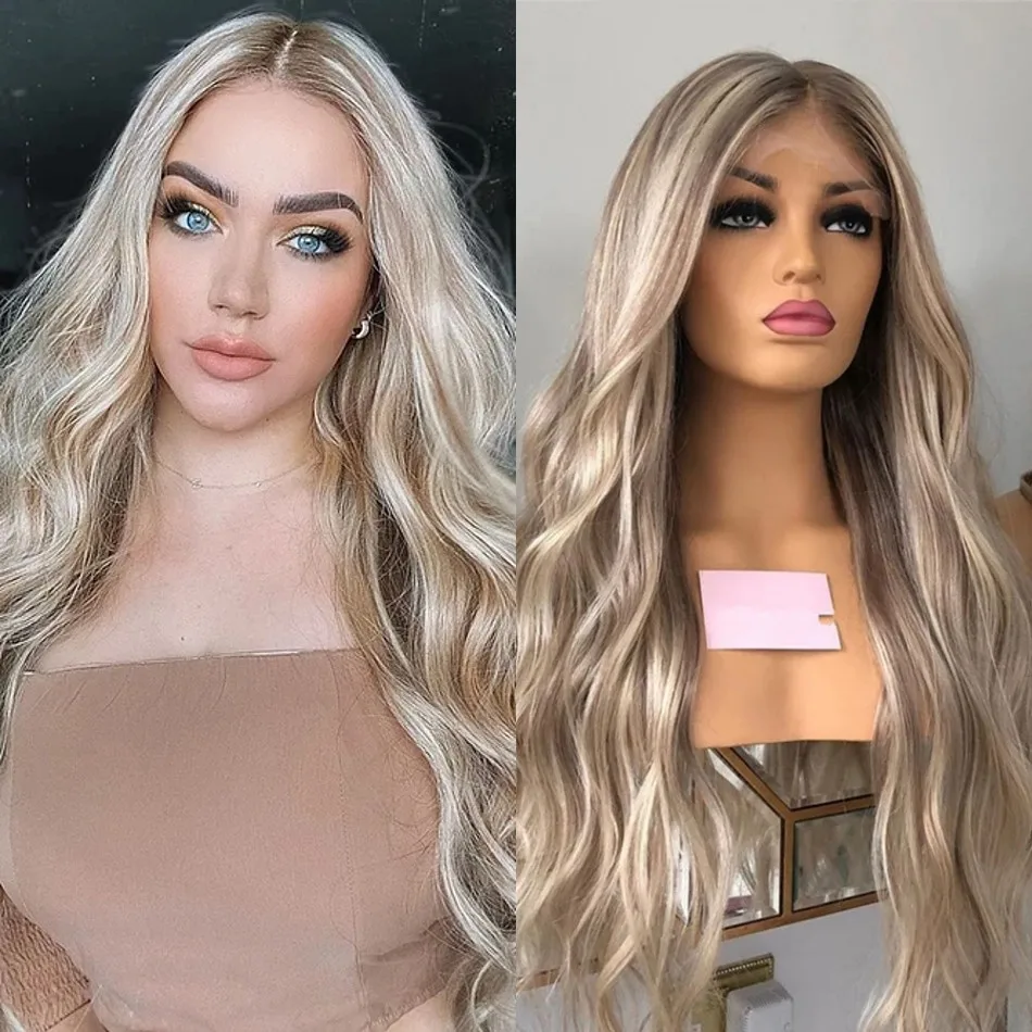 180 Density Remy Brazlian Human Hair Highlight Wavy 13x4 Lace Front Wigs Transparent Lace 13x6 Wigs Preplucked Natural Hairline