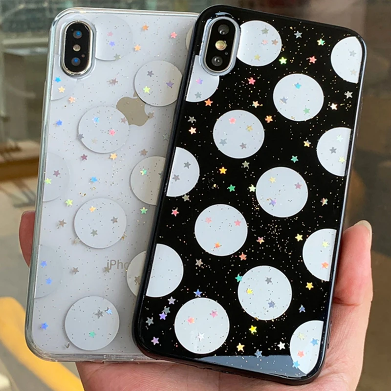 Роскошный чехол для телефона iPhone X XR XS Max Wave point с блестящими звездами