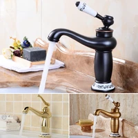 black cold hot water mixer tap basin faucet antique brass ceramic toilet water tap deck mounted chrome bathroom sink faucet