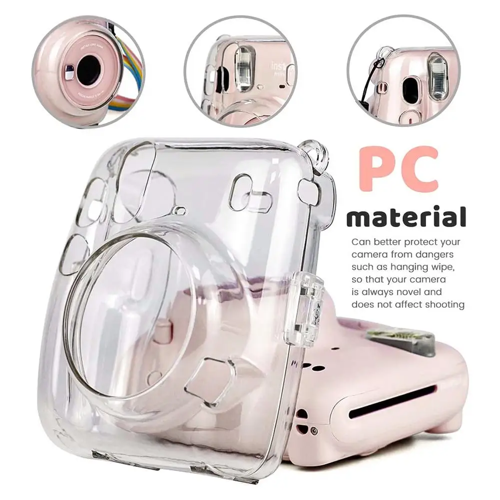 Protective Case For Fuji Fujifilm Instax Mini 11 Camera Accessories Shoulder Colorful Strap Transparent Bag | Электроника