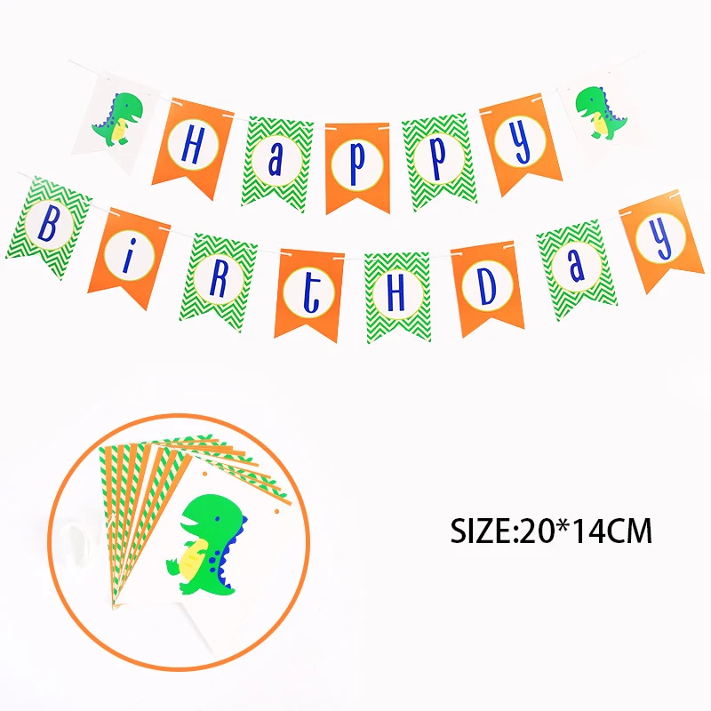 

Dinosaur Design Paper Bunting Hanging Garland Banners Flags Happy Birthday Banner Party Supplies Boys Girl Baby Shower Decor