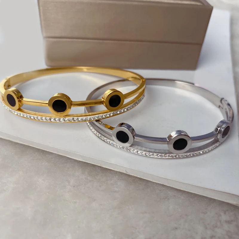 

2022 Original 1:1 Sterling Silver Bracelet High Quality Round Black Mother Of Pearl Bracelet Ladies Evening Luxury Jewelry Gift