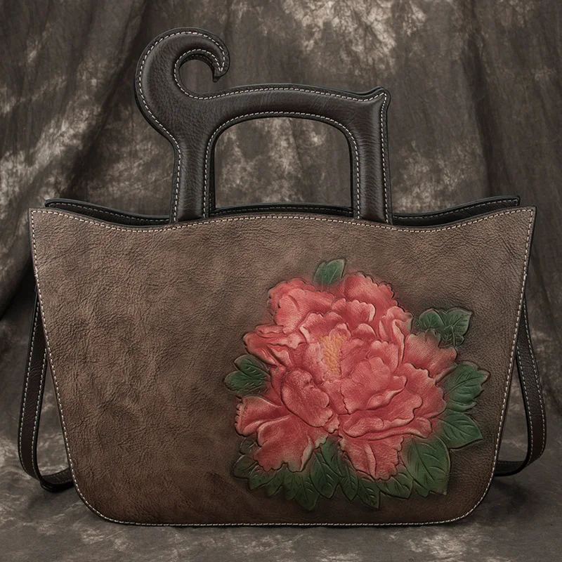 

Retro Chinese Style Embroidery Luxury Leisure Envelope Of Hand Bag Package Handmade Large Capacity Cowhide Shoulder Bags