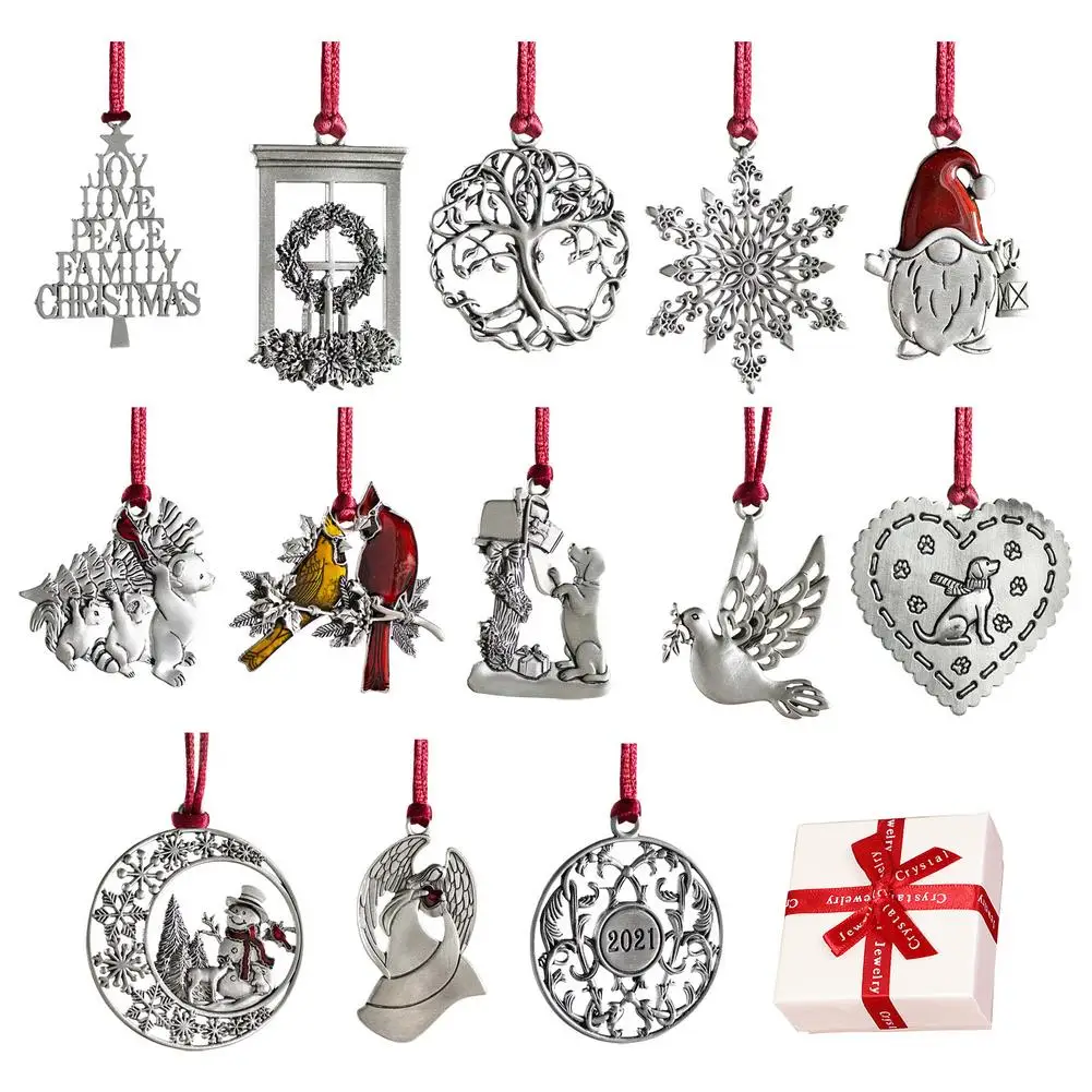 

Pure Tin Christmas Hanging Decorations For Christmas Tree Decoration Metal Pendant Gifts Hollow Creative Holiday Decor Gift