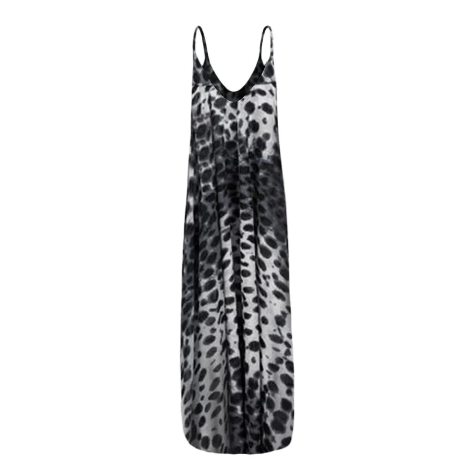 

40# Sleeveless Strap Maxi Dress Women Loose Casual Low Cut Dress Women Bohemia Vest Long Dress Printed Pockets Summer Dress 2021