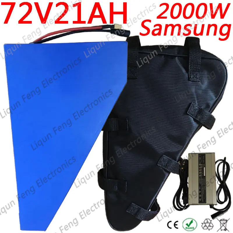 Треугольная литий-ионная батарея 72 в 21 ач с бесплатным таможенным налогом Ач 1500