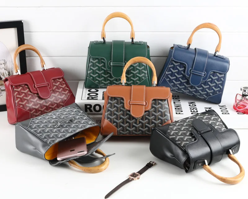 

2021 new shoulder bag fashion casual designer wooden handle portable messenger dual-use female bag