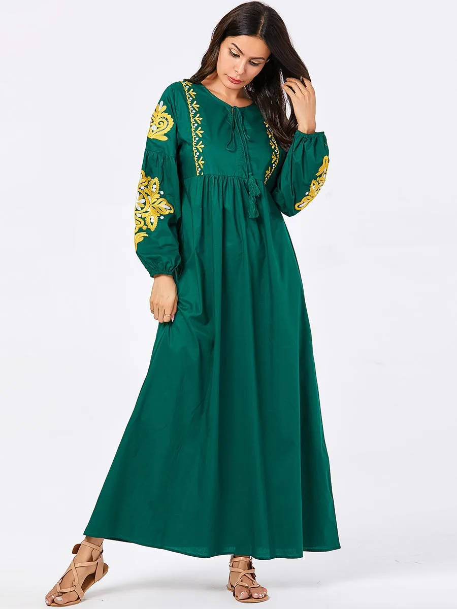Женское платье с вышивкой и длинным рукавом большие размеры | Женская одежда