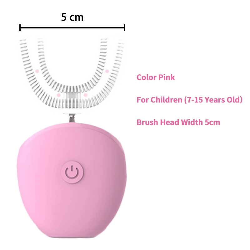Children Pink 360 звуковая электрическая зубная щетка для детей и взрослых, автоматическая электрическая зубная щетка для детей, u-образная щетка, холодный светильник, отбеливатель зубов - Цвет: Children Pink
