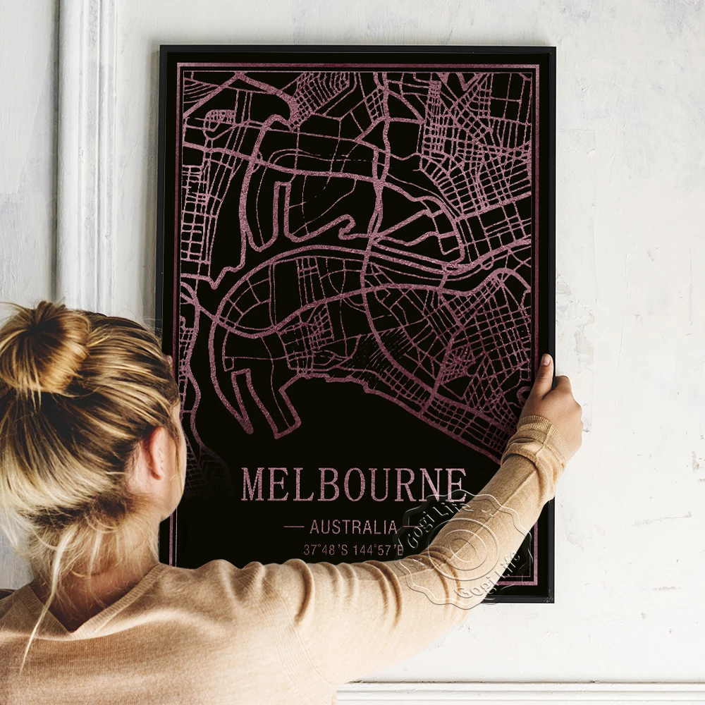 Карта туристического города мира креативный плакат Мельбурн Австралия