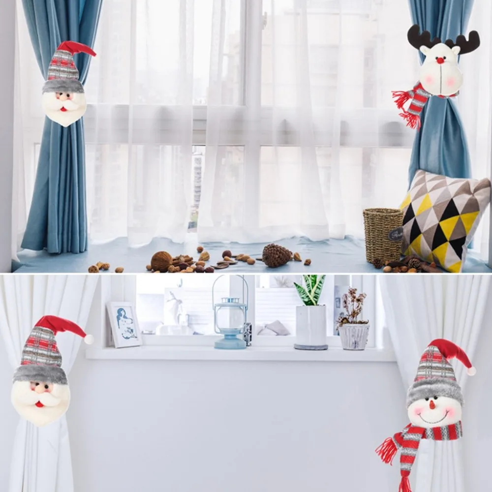 Santa Clause Snowman Deer Dolls Curtain Buckle Christmas Decoration for Home New Year Party Decor weihnachtsdekoration#35
