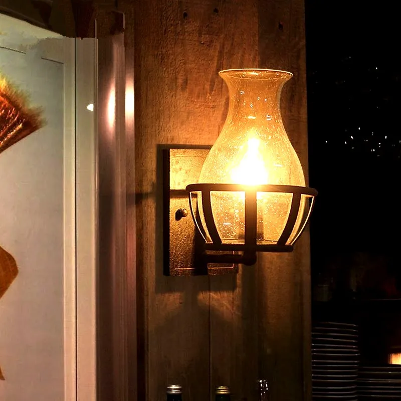 

Fashion decoration antique Wall lights Glass Vase Shape vintage lantern kerosene castle wall lamp Candle Light