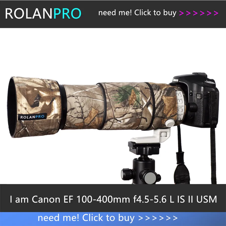 Линзы rolanpro Камуфляжный Плащ дождевик для Canon EF 100-400 мм f4.5-5,6 L IS USM защитный чехол для объектива Canon SLR объектив камеры