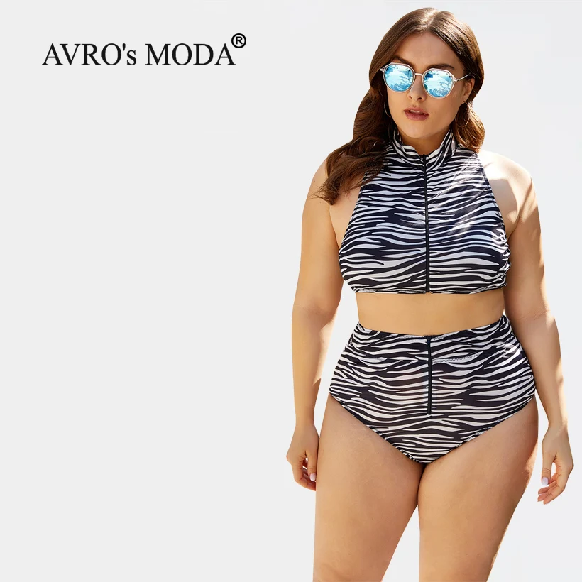 

AVRO's MODA Swimsuit Women Sexy Push Up Bikini High Waist Swimwear Female Printing Swimming Suit Two-Piece Plus Size Beach Wear
