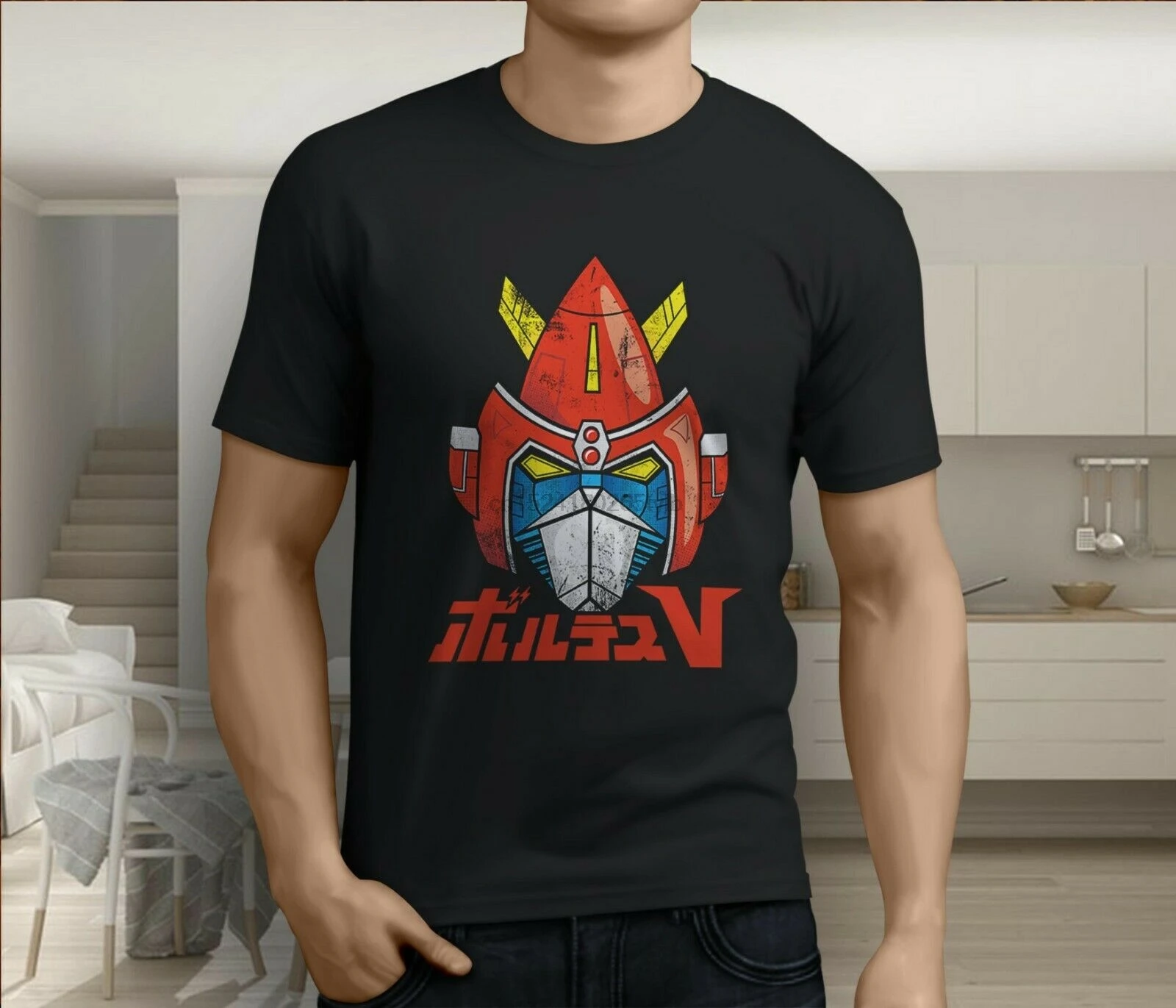 

VOLTES V Team Robot Japan of Chogokin Retro Mecha Mens Black T-Shirt Size S-3XL