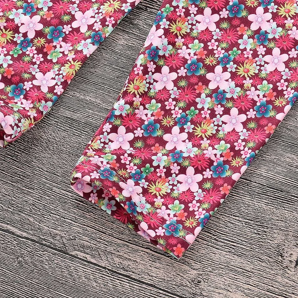 

2021 New hit baby girl and children's clothing winter fashion long-sleeved cartoon embroidered dress neck flower pants set