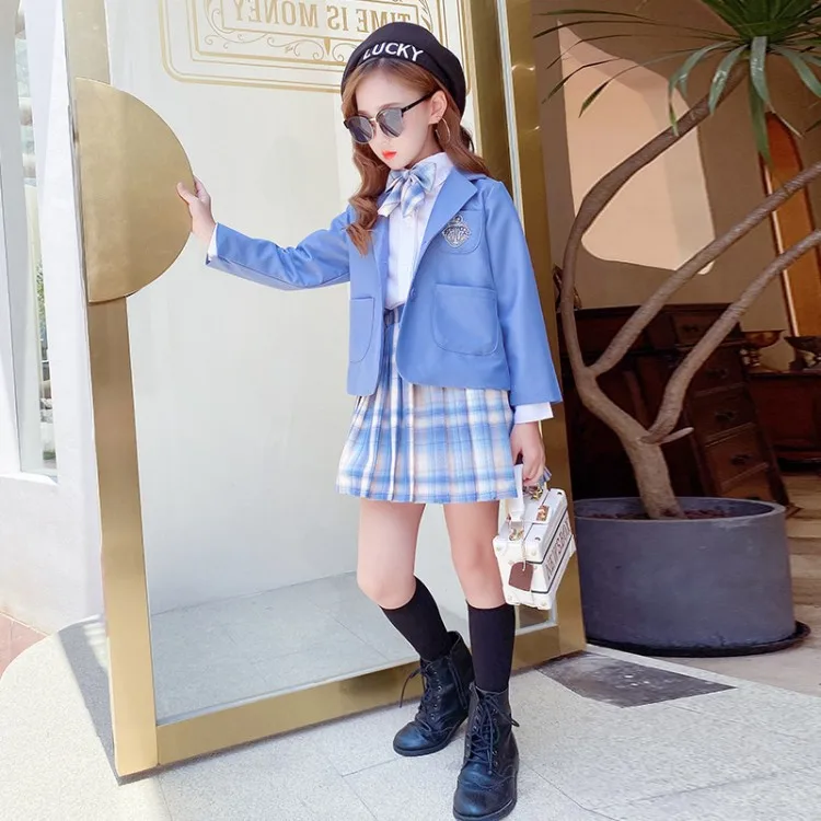 Костюм униформы JK Shool для девочек на весну-осень детский Блейзер рубашка юбка