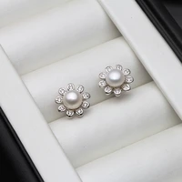 freshwater pearl earrings for womenreal 925 silver pearl stud earrings wedding giftearrings with pearl fashion korean jewelry