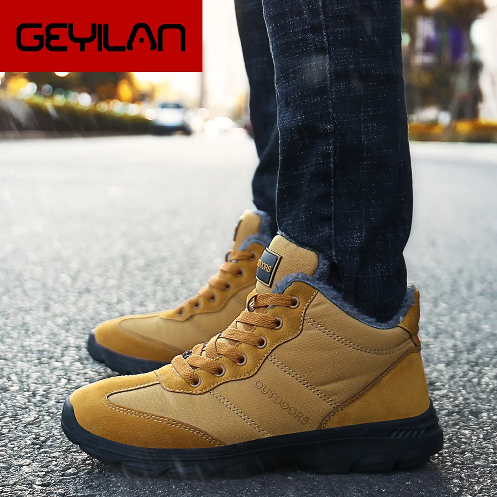 Зимние мужские кроссовки Теплая плюшевая спортивная обувь Модные высокие на