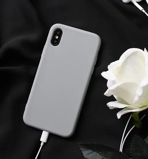 gray Wixcen матовый свежий Оранжевый Мягкий силиконовый чехол для телефона для Iphone 7 7plus 6s 8 Xs Max XR противоударный розовый однотонный конфетный, TPU чехол - Цвет: gray