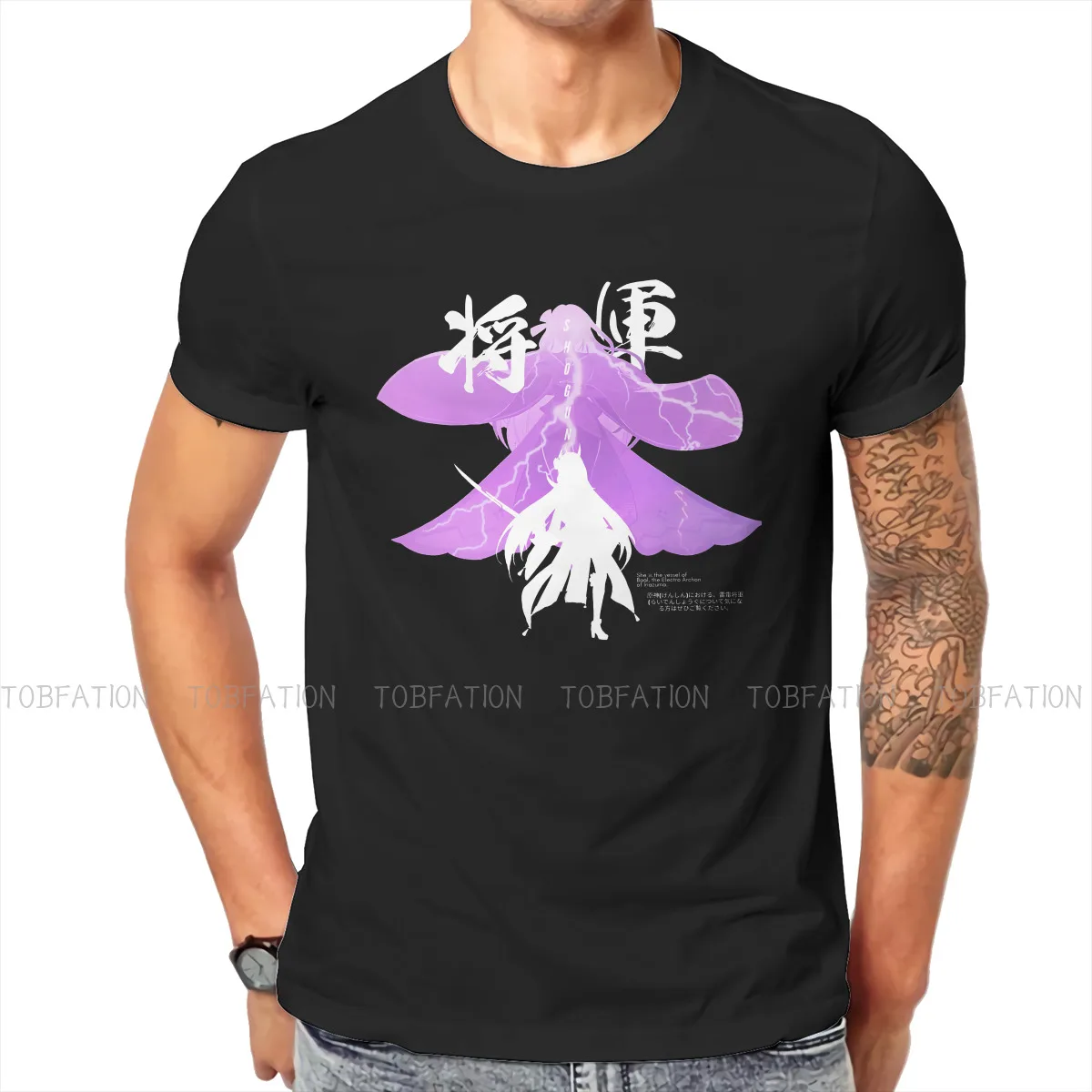 

Genshin Impact Game Fabric TShirt Raiden Shogun BAAL2 Elegant T Shirt Oversized Men Tee Shirt Printing Trendy