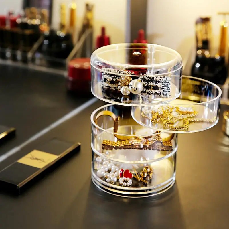 

New Transparent Cosmetic Storage Box Plastic Jewelry Earrings Lipstick Desktop Skin Care Finishing Shelves Storage Organizer