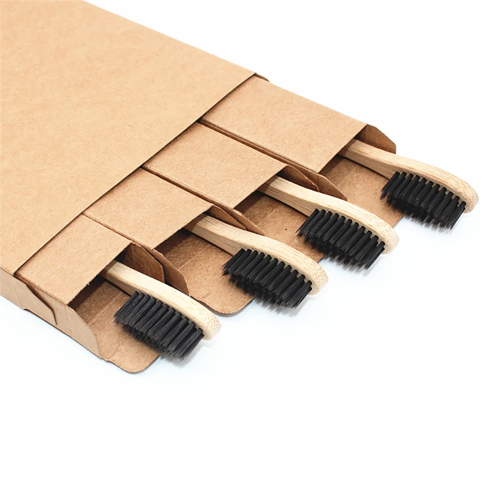 

10Pcs Bamboo Toothbrush Soft Charcoal Toothbrush Eco-friendly Natural Solid Bamboo Handle Teeth Brush Health Care