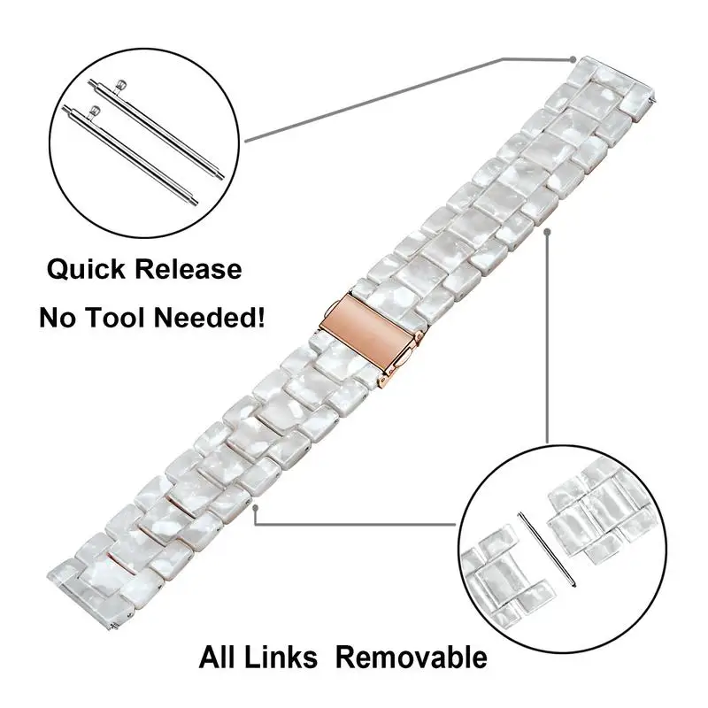 Resin Watchband for For Samsung Galaxy Watch 4 44mm 40mm / Watch 4 classic 46mm Women Men Watch Band Stainless Steel Clasp Strap