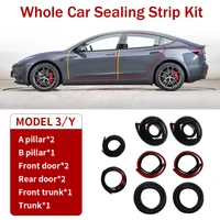1set rubber auto door seal strips kit soundproof noise reduction for tesla model 3 model y 2017 2021 whole car sealing trim tape