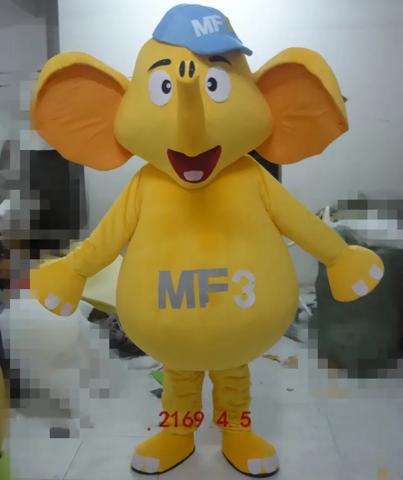 Милый костюм-талисман слон в виде слона Маскотте с большими ушками костюм для