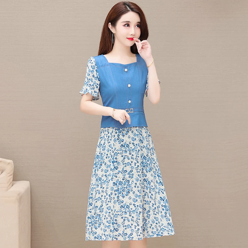 

Женское шифоновое платье с круглым вырезом, с принтом