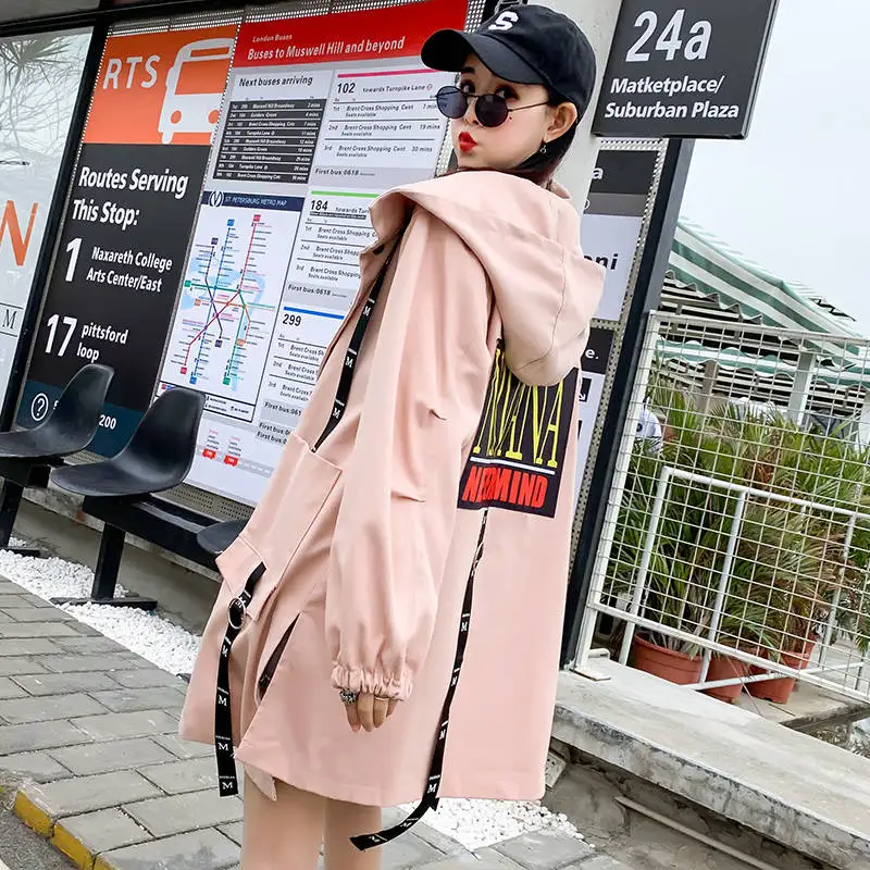 Осенняя Свободная Женская ветровка большого размера куртка-бомбер в стиле