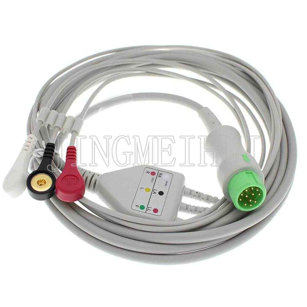12pin ECG EKG 3/5 провода цельный кабель и электрод leadwire для Datascope-Mindray pm5000/6000/benewiew T5 T6 T8 |